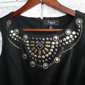 LUX II 6P black studded Sleeveless dress